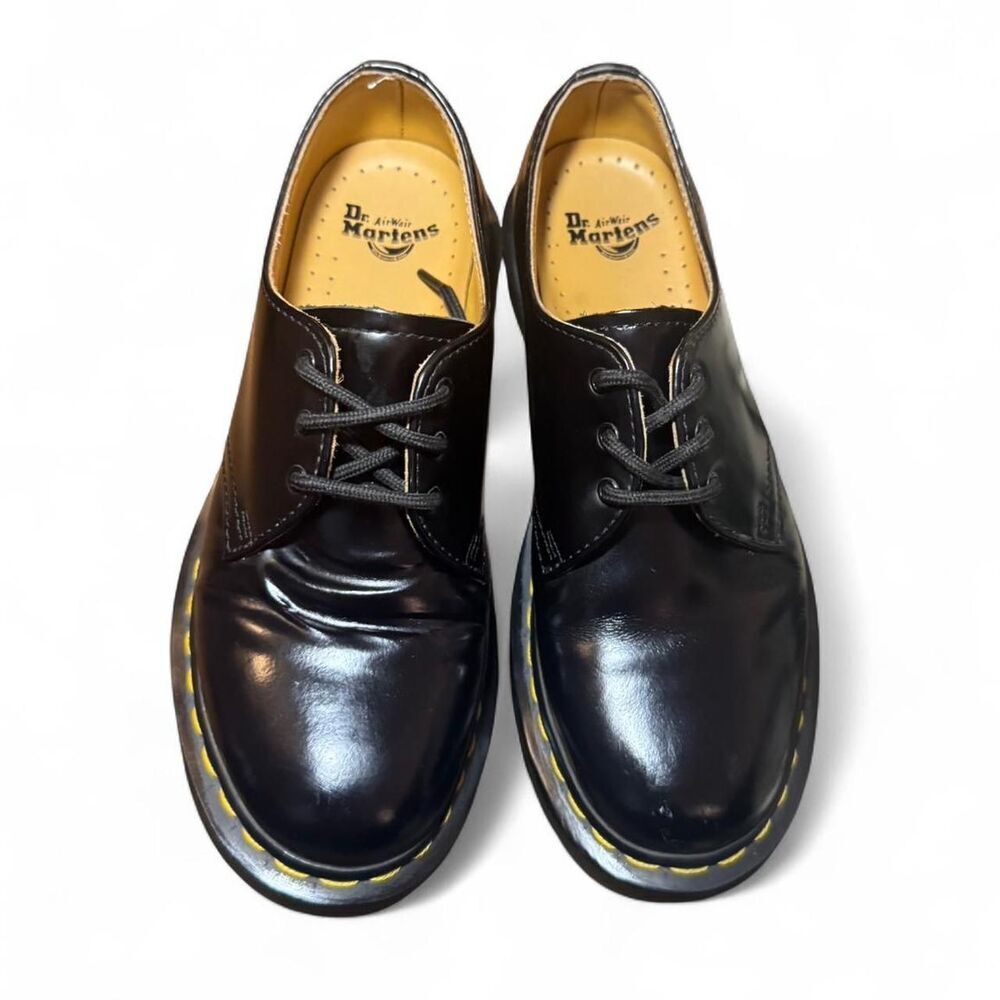 Dr. Martens Black smooth Leather Oxford Shoes Women’s 7 Yellow Stitch Lace Up